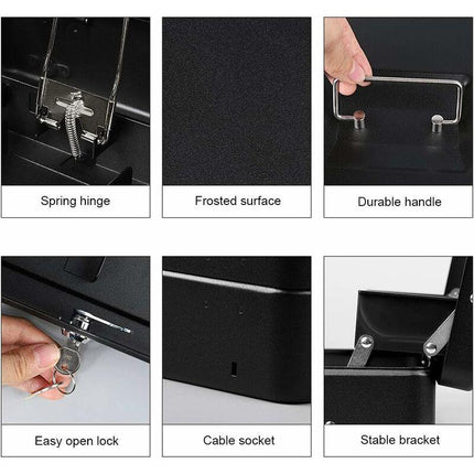 Lockable Metal Money Box Cash, Coin & Security Box Large Cash Box With Lock - New Metal Money Box - Black.