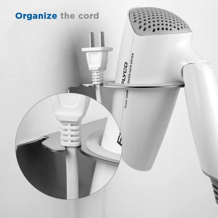 Hair Dryer Holder With Traceless Adhesive, Stainless Steel.