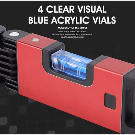 Foldable Level, 5-Section Multi-Angle Magnetic Level Tool With 4 Leveling Bubbles 45° 90° 180° Multifunction.