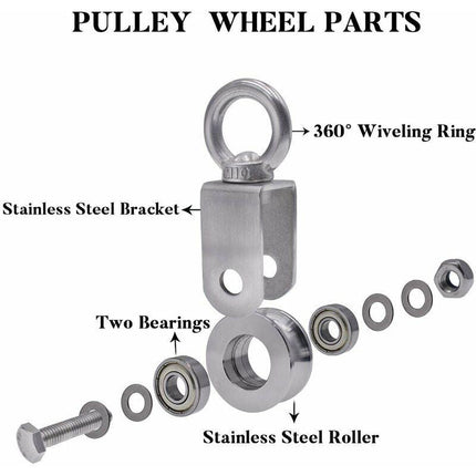 304 Stainless Steel ROpe Pulley Block, Max Load 200Kg.