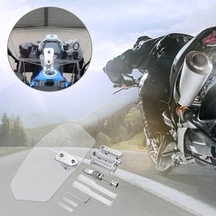 Motorcycle Windshield Adjustable Clip On Windscreen Extension Spoiler Wind Deflector For Motorcycle-Transparent.