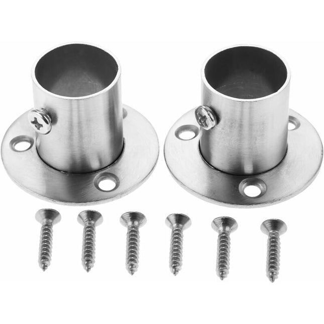2 Pack Stainless Steel Closet ROd Brackets With Flange.