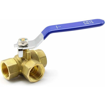 3-Way Valve, 1/2" Brass Ball Valve, With Stainless Steel Handle For Swimming Pool As Faucet Or Distributor (Dn15).