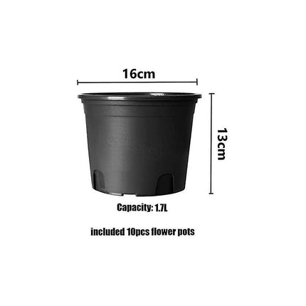 10 pcs Plastic Flower Pots, 16Cm Thicken Plant Pots Plant Container Indoor Gardening Pot (Black).