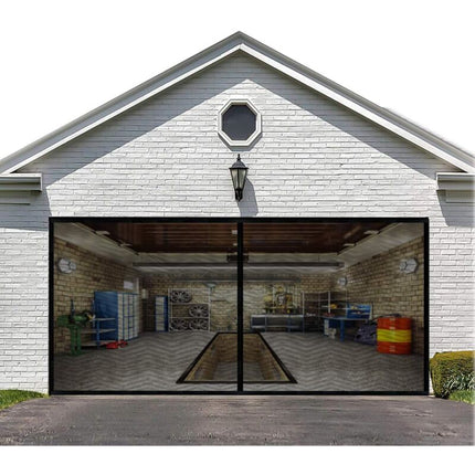 8Ftx7Ft Magnetic Garage Door Screen For 1 Car Garage Doors, Reinforced Fiberglass Garage Screen, Hands Free，Magnetic.