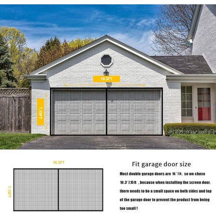 8Ftx7Ft Magnetic Garage Door Screen For 1 Car Garage Doors, Reinforced Fiberglass Garage Screen, Hands Free，Magnetic.