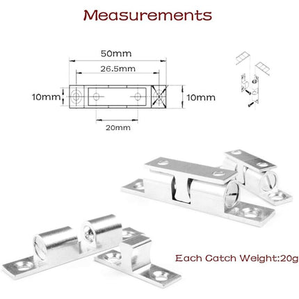 Door Catches 4 Pieces, Metal Ball ROller, Stainless Steel Cabinet Door Catch-Silver.