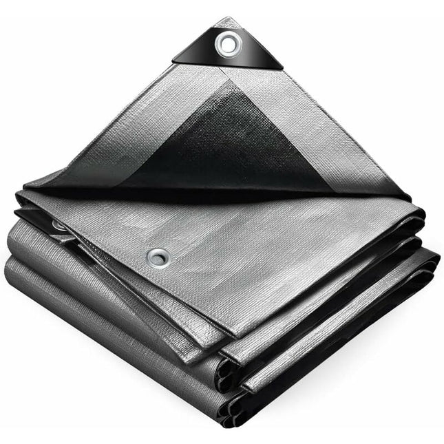 Heavy Duty Waterproof Polyethylene Tarpaulin 160G/M² Grey And Black 3X4M.