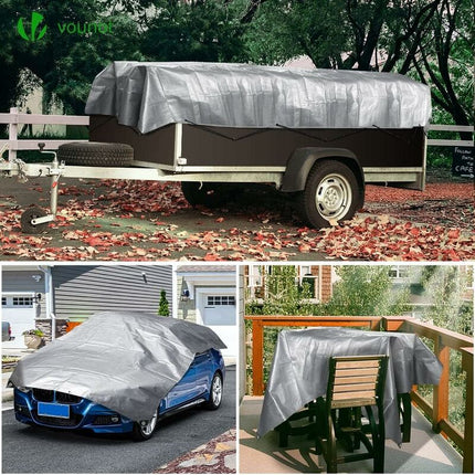 Heavy Duty Waterproof Polyethylene Tarpaulin 160G/M² Grey And Black 3X4M.