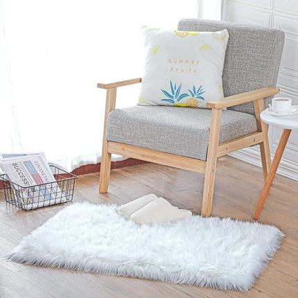 Faux Sheepskin Imitation Fleece Lambskin Rug Fluffy Soft Longhair Decorative Chair Cushion Sofa Mat (White, 50X150Cm).
