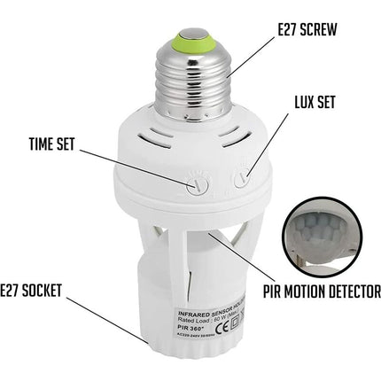 Pir Motion Sensor Light Bulbs With E27 Base For Indoor Use With Time And Light Setting.