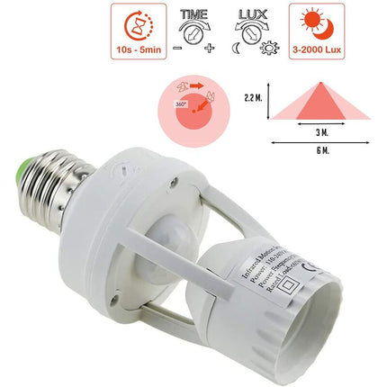 Pir Motion Sensor Light Bulbs With E27 Base For Indoor Use With Time And Light Setting.