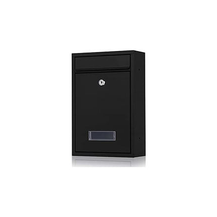 Galvanized Steel Mailbox With Key And Name Plate (Black).
