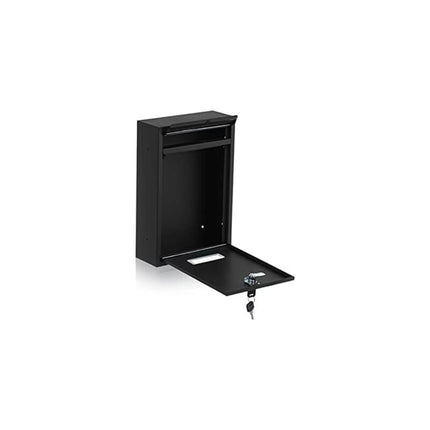 Galvanized Steel Mailbox With Key And Name Plate (Black).