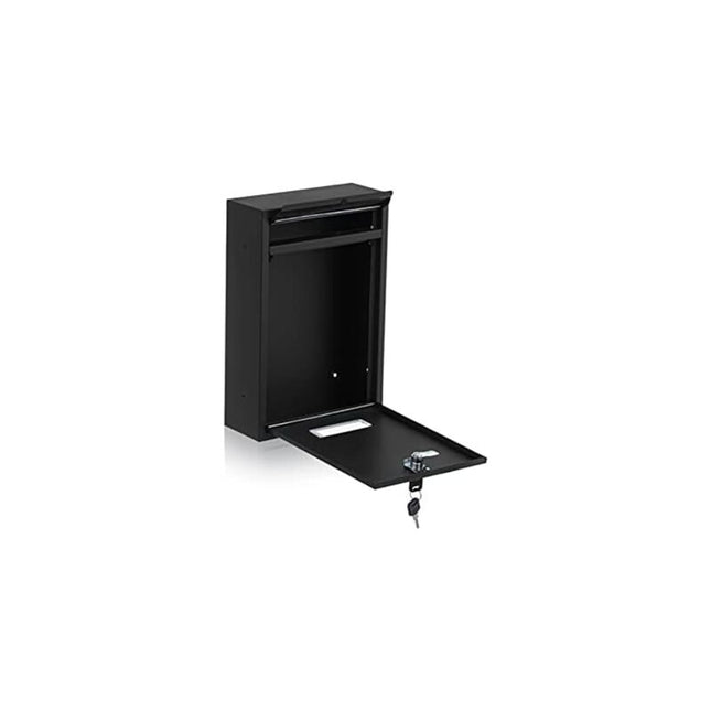 Galvanized Steel Mailbox With Key And Name Plate (Black).