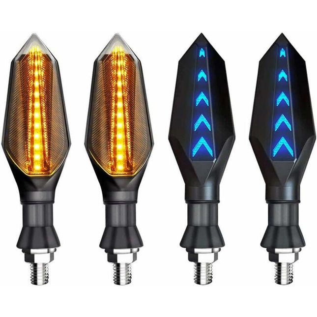 4 pcs 12V Universal Motorcycle Turn Signal Indicator Amber Light Dual Color 17 LED Blue Amber Lamp.