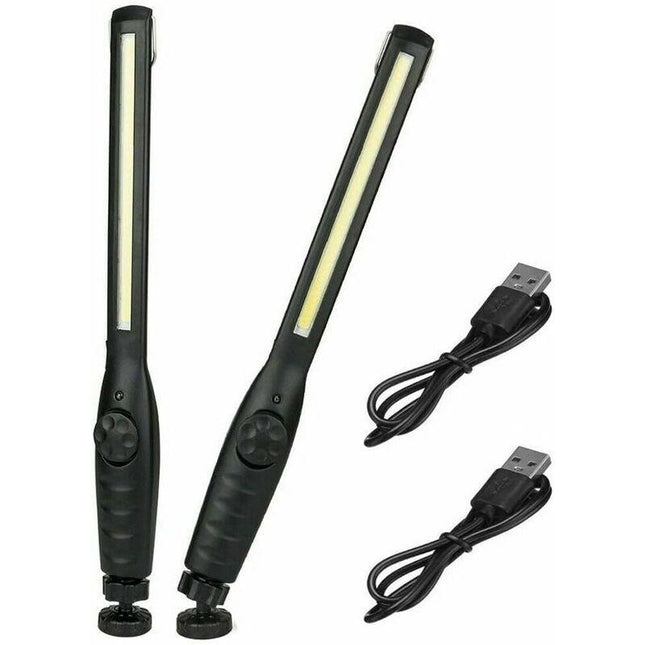 2 pcs Magnetic LED Work Light Super Bright Rechargeable Flashlight For Garage, Camping, Hiking, Car Repair, Emergency.