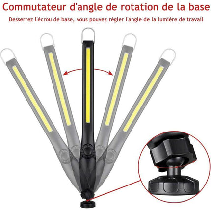 2 pcs Magnetic LED Work Light Super Bright Rechargeable Flashlight For Garage, Camping, Hiking, Car Repair, Emergency.
