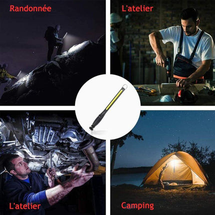 2 pcs Magnetic LED Work Light Super Bright Rechargeable Flashlight For Garage, Camping, Hiking, Car Repair, Emergency.
