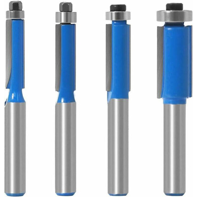 4 pcs 8Mm Copy Bit Diy Woodworking Milling Cutter Tools With Top Bearing, Flush Trim ROuter Bit Shank.