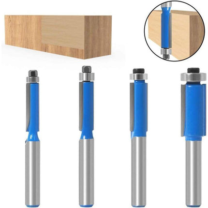 4 pcs 8Mm Copy Bit Diy Woodworking Milling Cutter Tools With Top Bearing, Flush Trim ROuter Bit Shank.