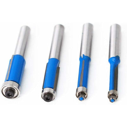 4 pcs 8Mm Copy Bit Diy Woodworking Milling Cutter Tools With Top Bearing, Flush Trim ROuter Bit Shank.