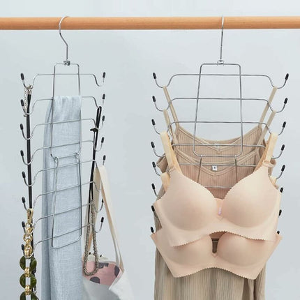 Foldable Space Saving Hanger, Multi-Layer Camisole Hanger, Multifunctional Metal Hangers, Ideal For Underwear, Belts,.