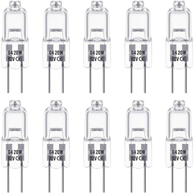 G4 Halogen Bulbs, 12V 20W Halogen Pin Base Lamp, Warm White 3000K, 350Lm, Dimmable, G4 Low Voltage Halogen Lamp, Clear.