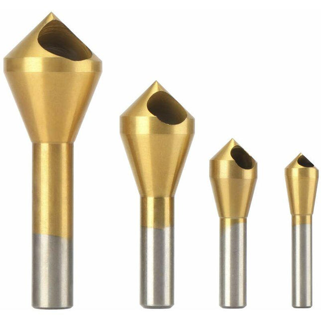4 pcs Deburring Countersink Bit 90°Hss Titanium Coated Countersink Drill Bit Metal Chamfering Screw Tool Suitable For.