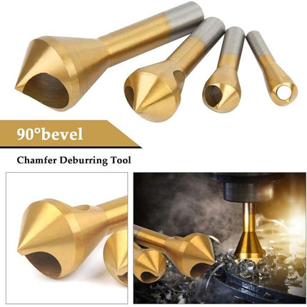 4 pcs Deburring Countersink Bit 90°Hss Titanium Coated Countersink Drill Bit Metal Chamfering Screw Tool Suitable For.