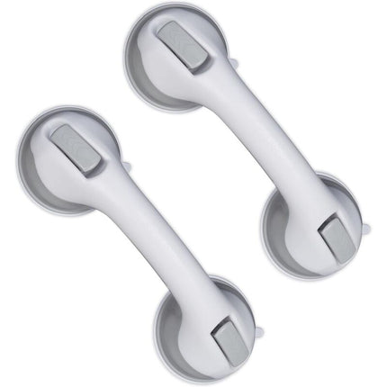 Suction Cup Handle, 2 pcs Set, Shower & Bath Grab Bar, 25 Kg, For Elderly, Wall, In White/Grey.