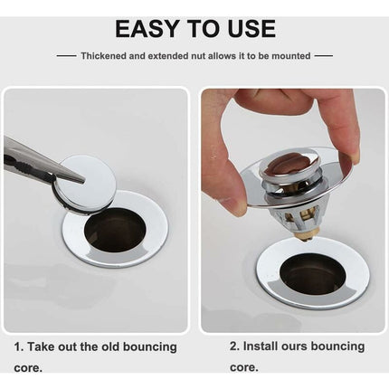 Universal Sink Drain Filter, Anti-Blocked Stainless Steel Sink Plug Push-In Stopper, Sink Plug, Anti-Odor Hair Filter.