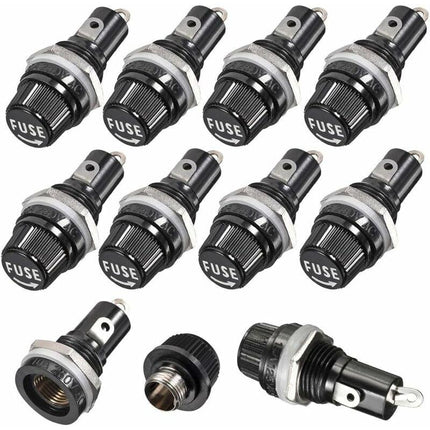 10 pcs 5 X 20Mm Fuse Holder Ac 10A 250V Black Screw Cap Fuse Holder, Panel Mount Screw Cap Fuse Holder.