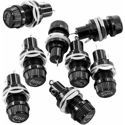 10 pcs 5 X 20Mm Fuse Holder Ac 10A 250V Black Screw Cap Fuse Holder, Panel Mount Screw Cap Fuse Holder.