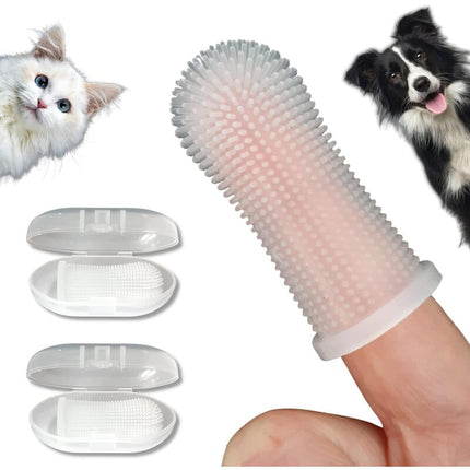 Dog Toothbrush 2 Pack Toothbrush And Storage Case Non-Toxic Silicone Teeth Cleaning Breath Dental Care Plaque Off.