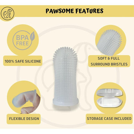 Dog Toothbrush 2 Pack Toothbrush And Storage Case Non-Toxic Silicone Teeth Cleaning Breath Dental Care Plaque Off.