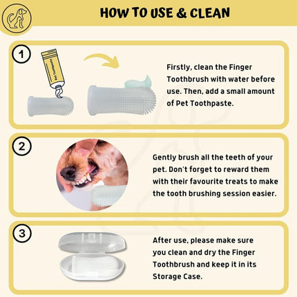Dog Toothbrush 2 Pack Toothbrush And Storage Case Non-Toxic Silicone Teeth Cleaning Breath Dental Care Plaque Off.