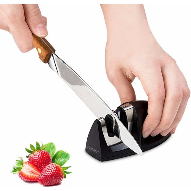 Professional Kitchen Sharpener 2 In 1 Manual Sharpener For All Sizes Stainless Steel And Ceramic Knives, Non-Slip Base.