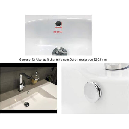 6 pcs Chrome Bathroom Sink Overflow Plug Toilet Overflow Drain Hole ROund Part.