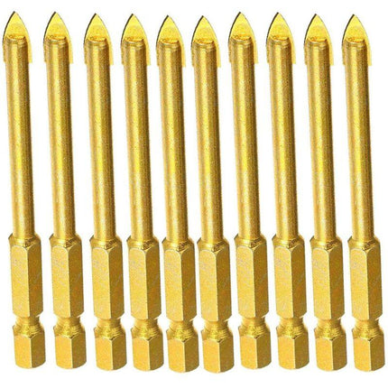 10 pcs 6Mm Tungsten Carbide Drill Bit Set With Flat Hex Shank For Mirror Porcelain Marble.
