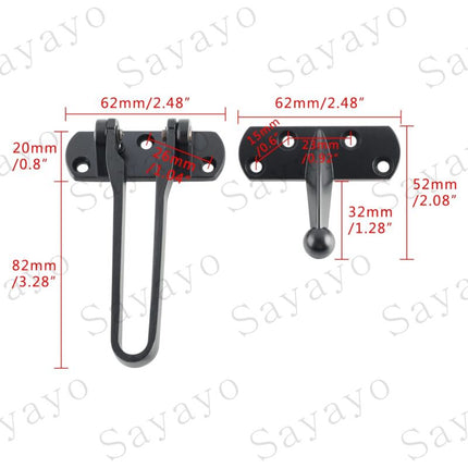 Secondary Door Lock, Security Door Chains, Sliding Door Lock, Stainless Steel Swing Bar, Security Door Lock, Matte Black.