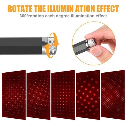 Atmosphere Light, Usb Car ROof Lamp Starry Sky Atmosphere LED Projector Red Night Light Adjustable Multiple Modes,.