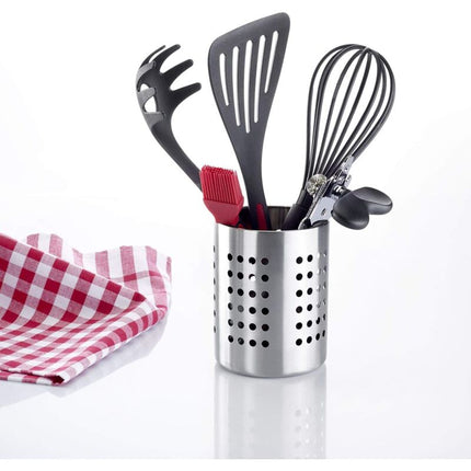 Cutlery Drainer/Utensil Holder, ROund, Diameter: 10 Cm, Height: 13 Cm, Stainless Steel, Silver.