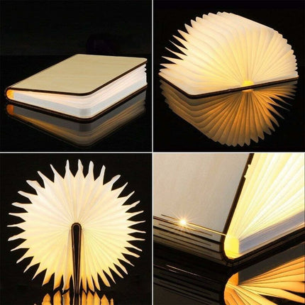 LED Wooden Book Lamp, Christmas Gift Idea Book Lamp Folding And Magnetic, Usb Rechargeable LED Paper Lamp, Decorative.