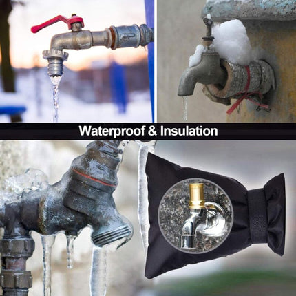 Outdoor Faucet Cover Antifreeze Faucet Protection Cover Wind Resistant Waterproof For Winter Garden Black 2 pcs.