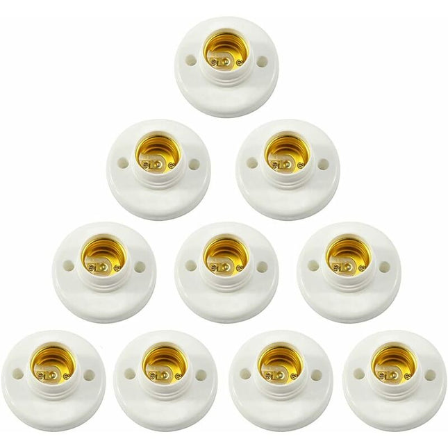 E27 Lamp Holder Screw Socket Plastic Wall Mount LED Bulb Base Converter Adapter Holders For E27 Bulb Plastic ROund.