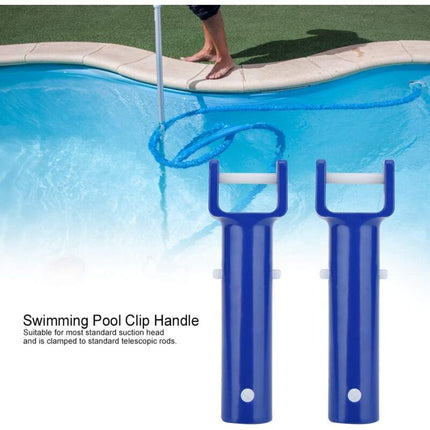 2 pcs V-Shaped Head Handle, Blue Swimming Pool V-Shaped Clip Brush Head Handle Replacement Pool Accessories.