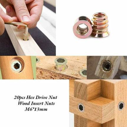 Pack Of 20 pcs M6/M8/M10 Zinc Alloy Threaded Hex Nut, Zinc Alloy Insert Nuts Assortment (M613Mm).