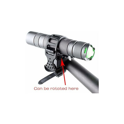 Bicycle Flashlight Mount Clip 360 Degree ROtation Universal LED Bike Light Holder.