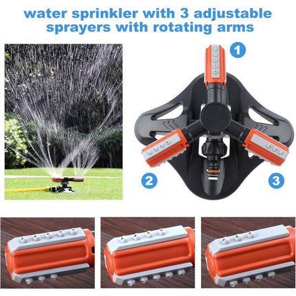Garden Sprinkler, 360° ROtating 3 Arm Automatic Lawn Sprinkler Watering Irrigation.